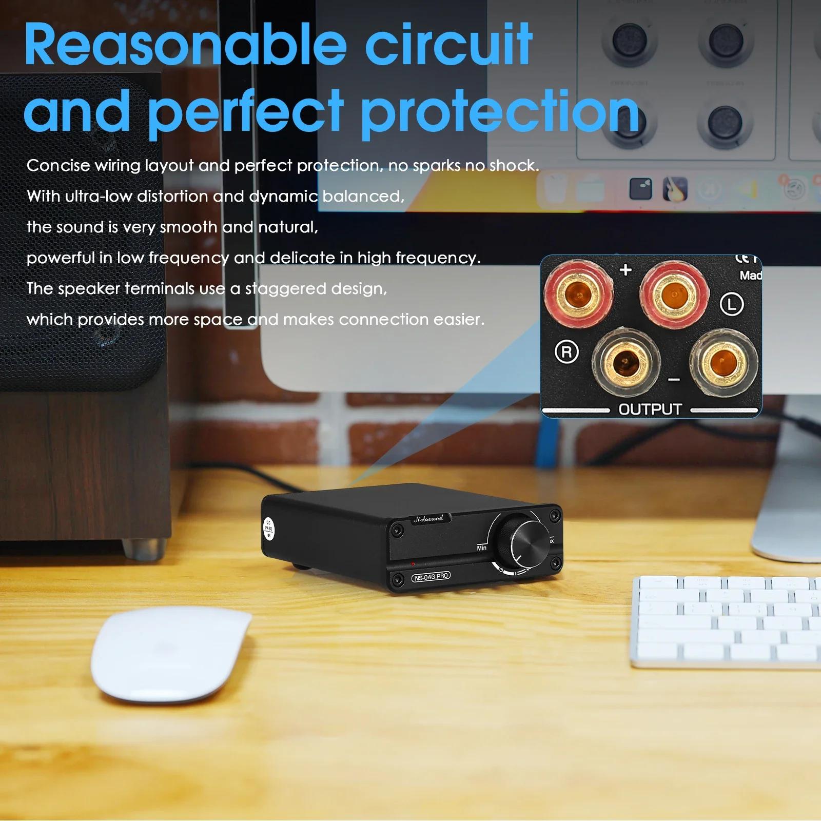 Nobsound NS-04G PRO Mini amplificateur de puissance numérique HiFi stéréo 2.0 canaux classe D Home D