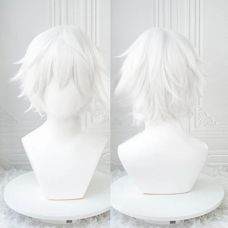 Perruques de Cosplay Anime Kaneki Ken, perruques courtes blanches moelleuses, Patch pour les yeux, c