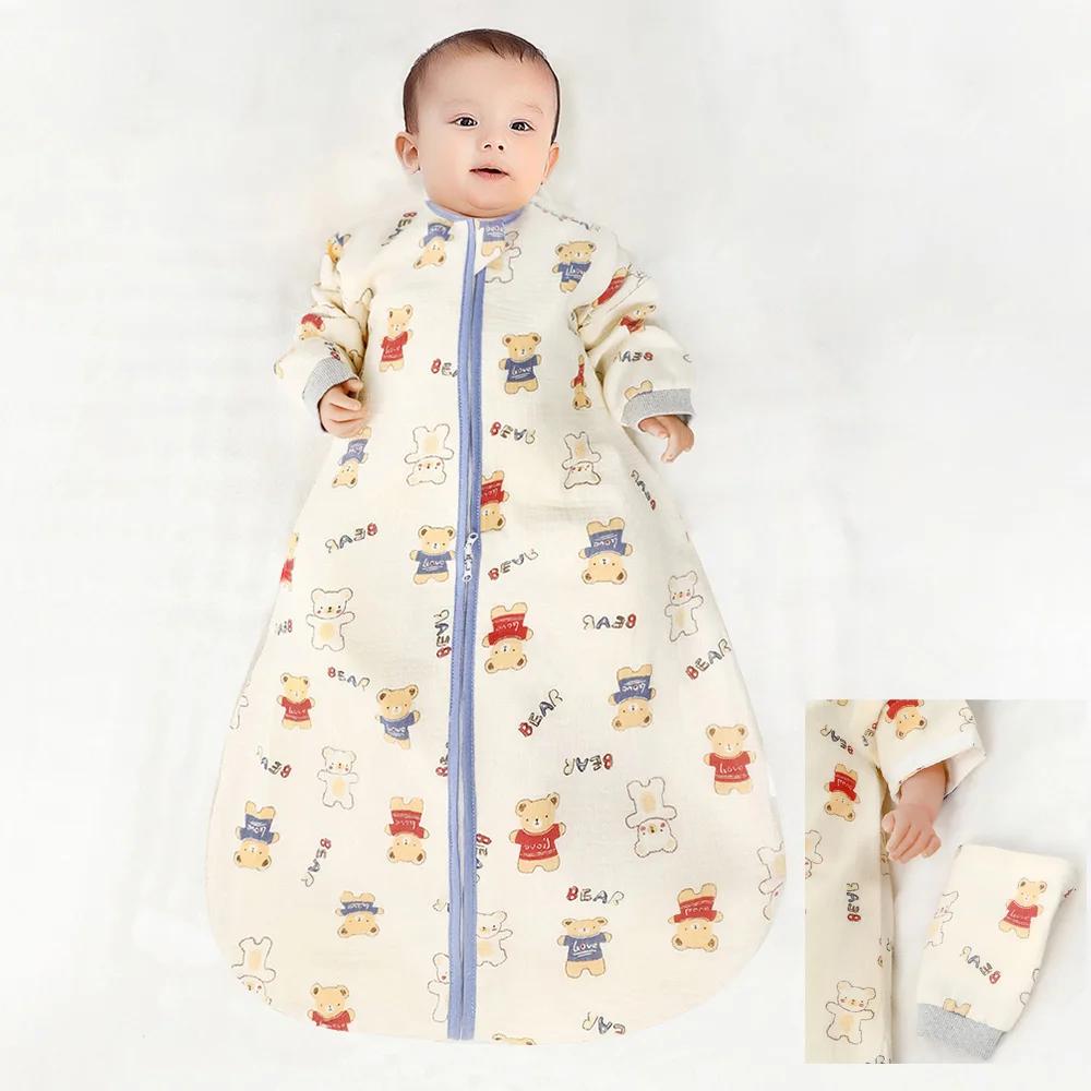 Sac de couchage pour bébés de 0 à 24 mois, gaze de coton douce, respirant, fermeture éclair à 3 voie