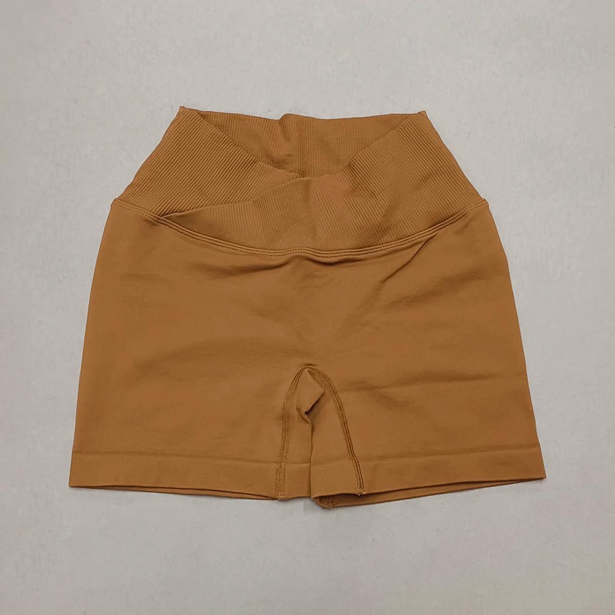 Short de Sport taille croisée pour femmes, short de Yoga, d'entraînement, de course, taille haute, P
