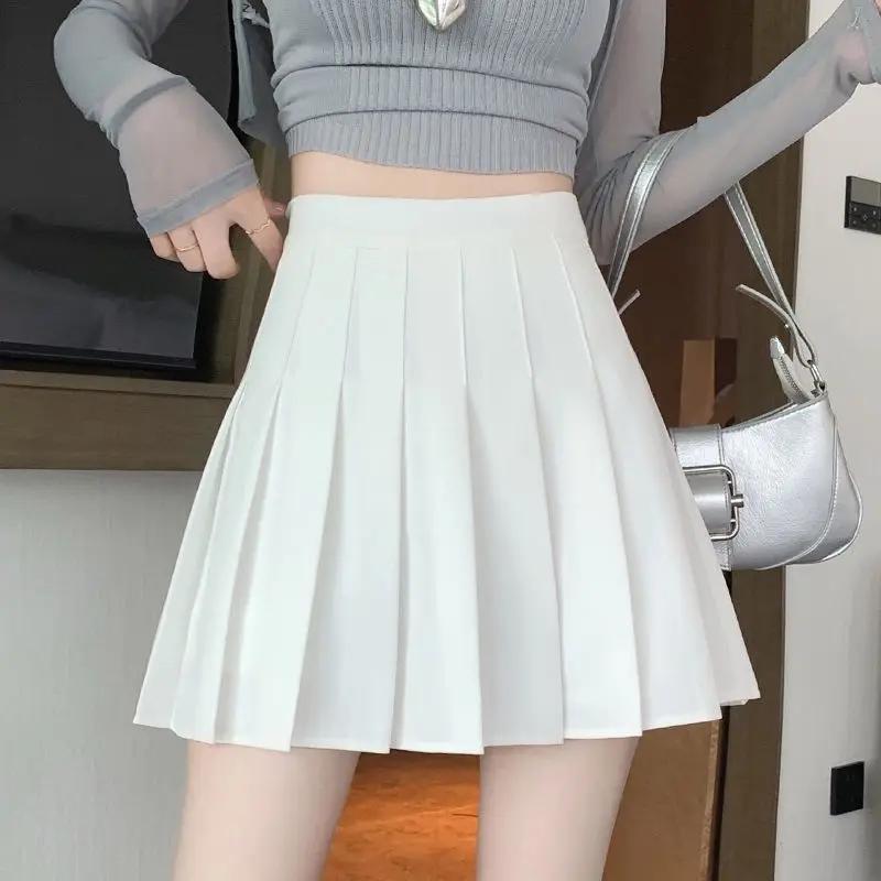 Jupe plissée taille haute style preppy pour femmes, mini jupe trapèze écolière, uniforme JK, jupe pa