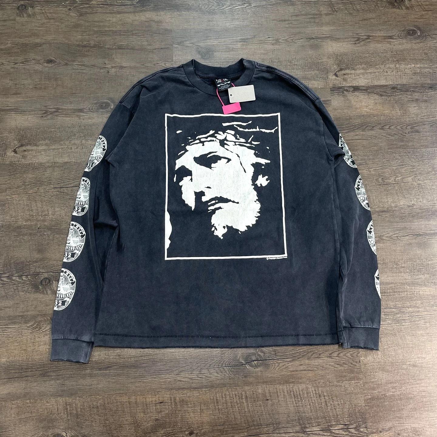 Yao mode Saint de Michael 25SS haute qualité coton à manches longues hauts t-shirt Streetwear surdim