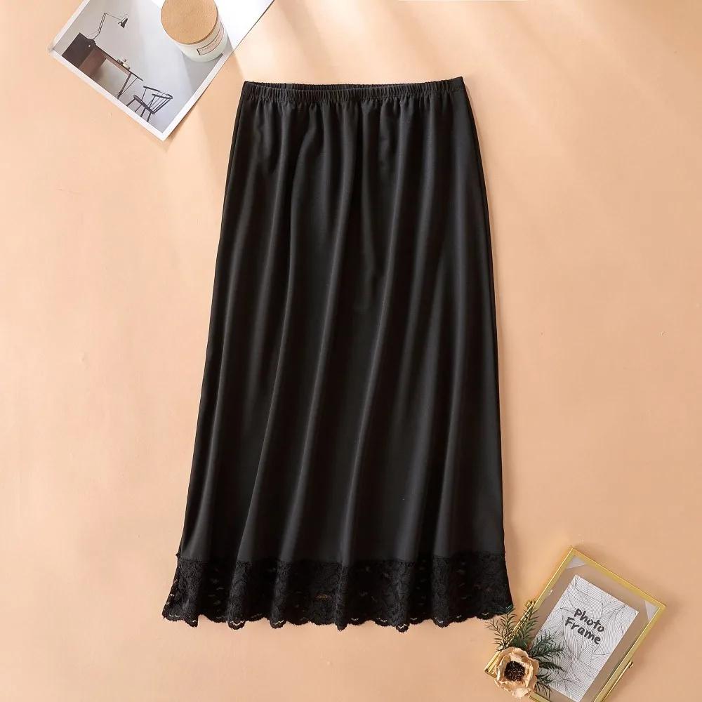 Mince glace soie Modal femme demi-longueur jupe dentelle Anti-pénétration sous-jupe Anti-éblouisseme