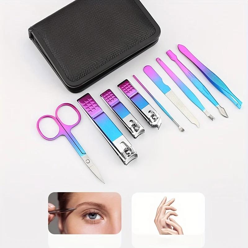 Kit de manucure et pédicure professionnel en acier inoxydable, soin des ongles de précision avec étu