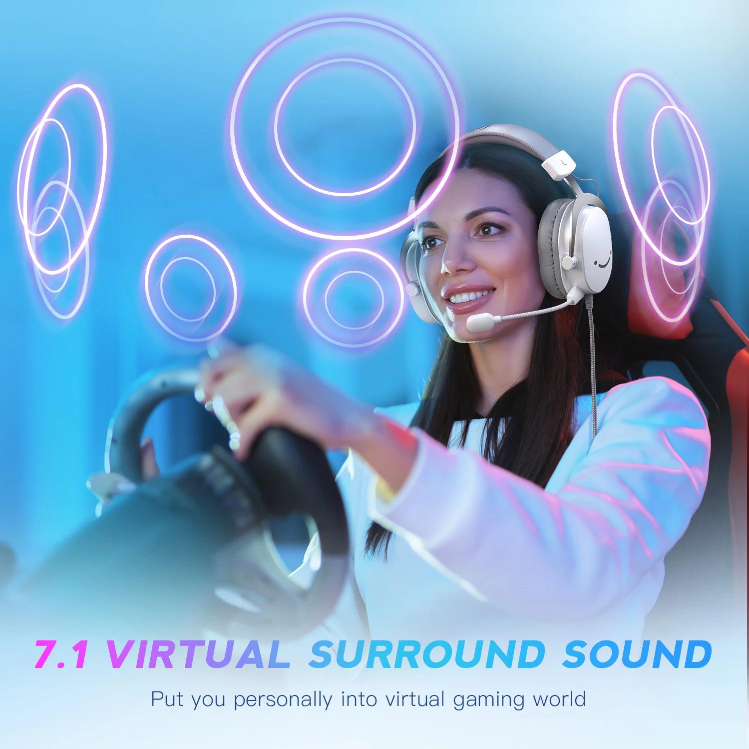 FIFINE – casque de jeu USB avec son Surround 7.1/prise 3.5mm/Microphone, casque filaire sur l'oreill