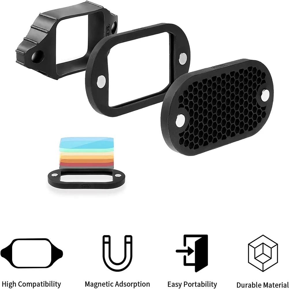 Selens – diffuseur de Flash 2 en 1, grille universelle en nid d'abeille, Kit de Gels 7 couleurs magn