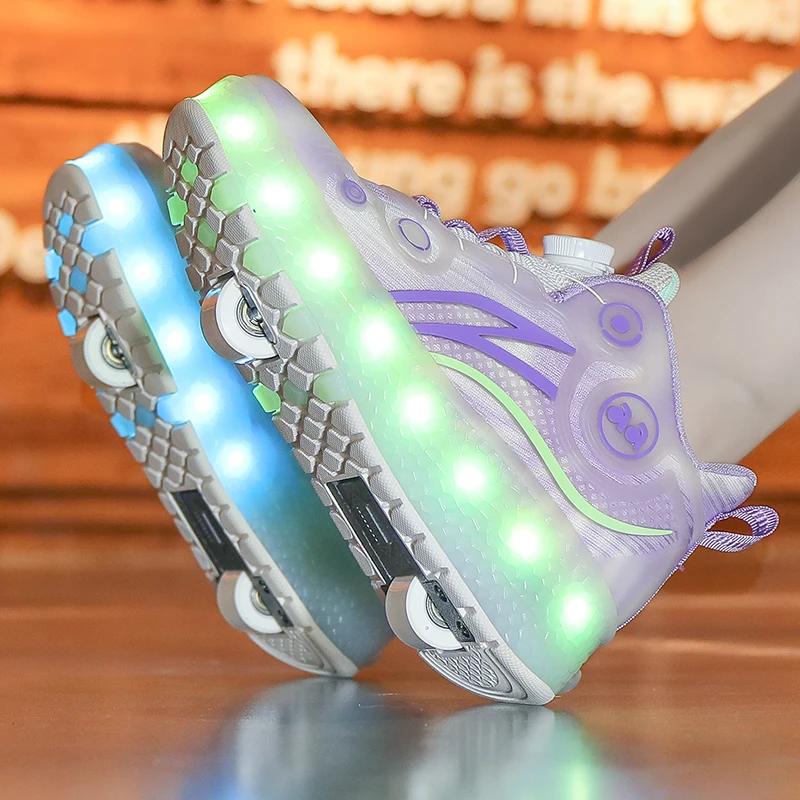Chaussures à roulettes lumineuses Cool, Design universel pour garçons et filles, patins à deux roues
