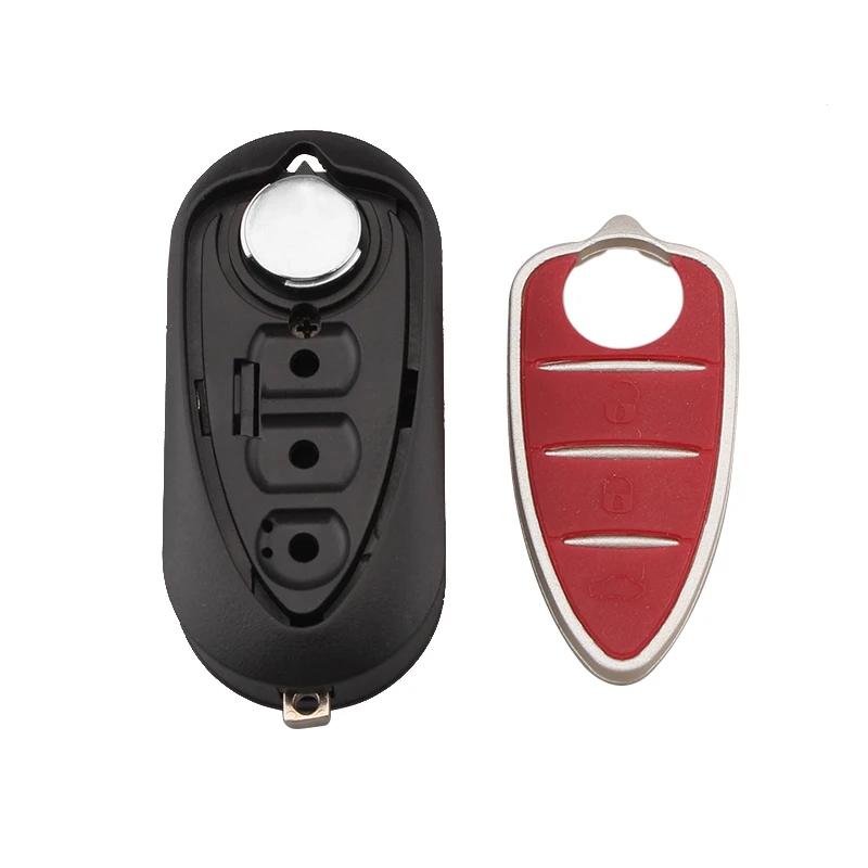 Coque de clé de voiture à distance à 3 boutons, lame non coupée, étui pliable pour clé de voiture, a