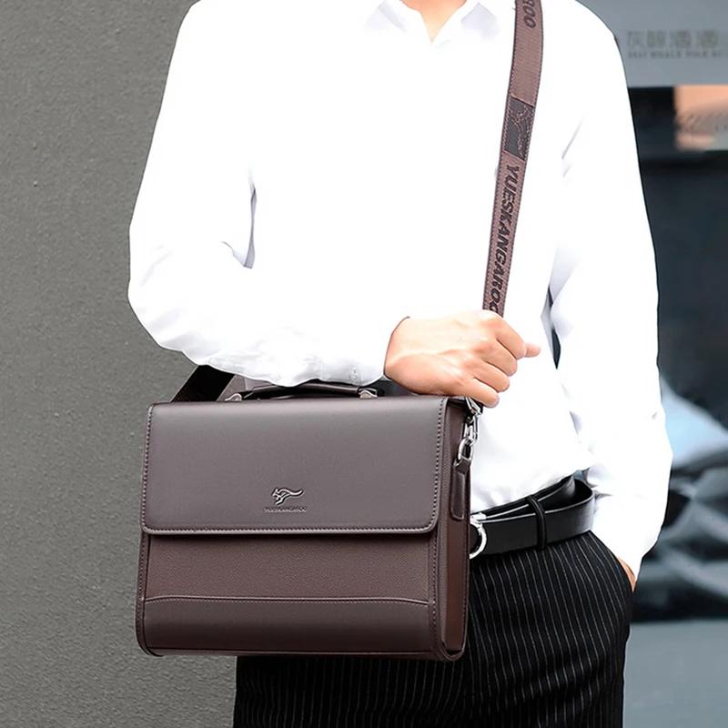 Porte-documents en cuir PU pour hommes, sac à main de styliste, mode Business, messager à bandoulièr