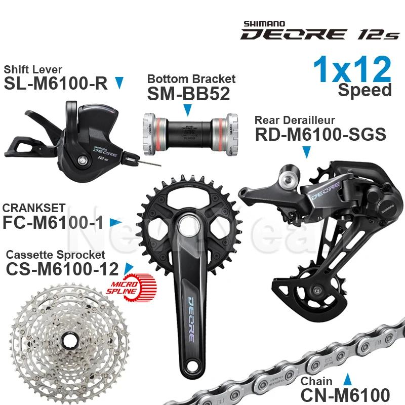SHIMANO DEORE – ensemble de vitesses 1x12 rapports, M6100, 12v, levier arrière, pignon, chaîne, péda