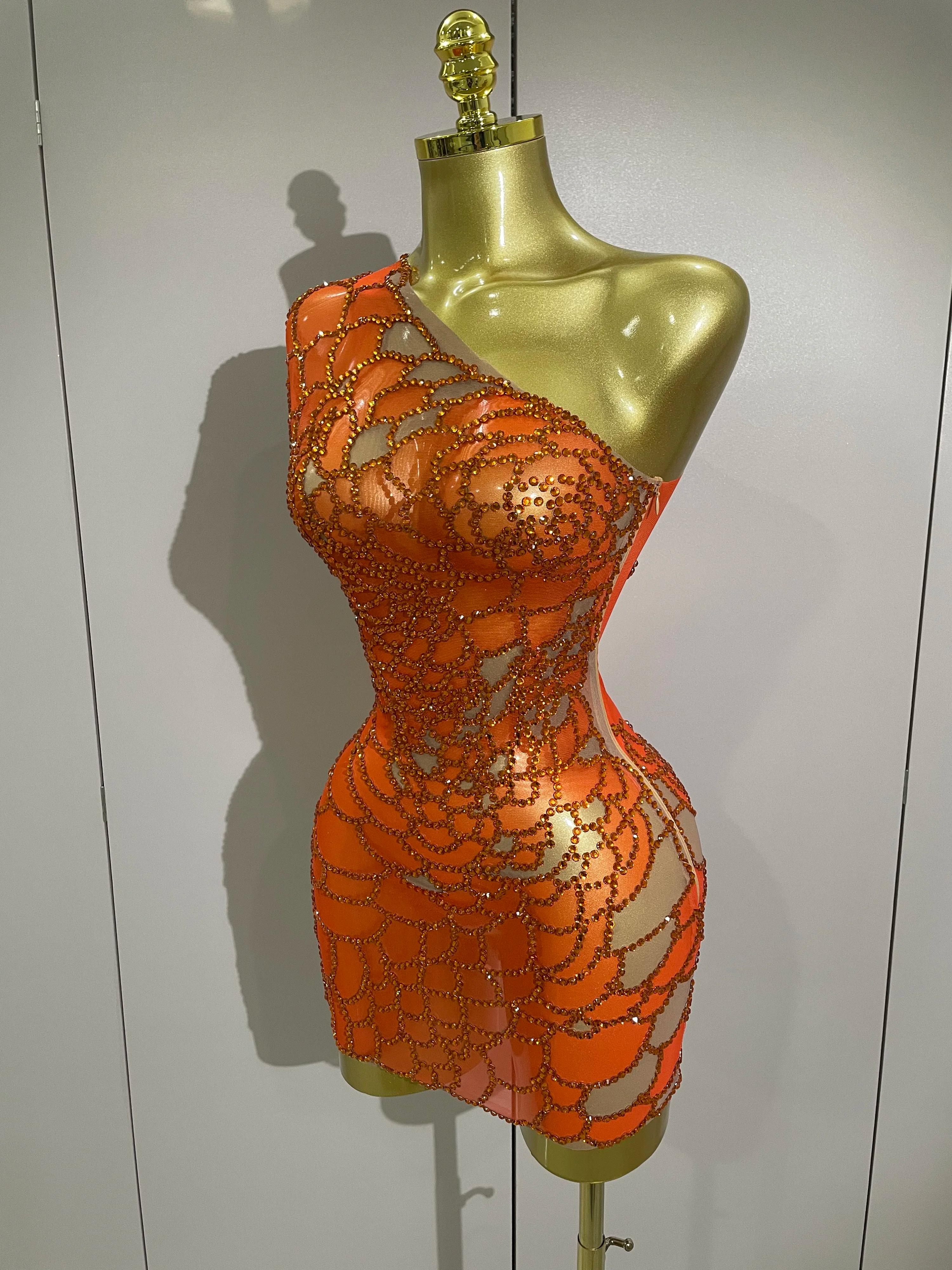 STOCK femmes brillant strass Sexy une épaule culture robe anniversaire célébrer fête robe de soirée