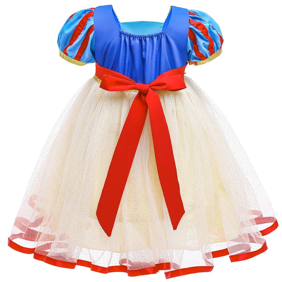Robe d'été Blanche-Neige pour filles, robe de princesse en tulle respirante à manches bouffantes, ro