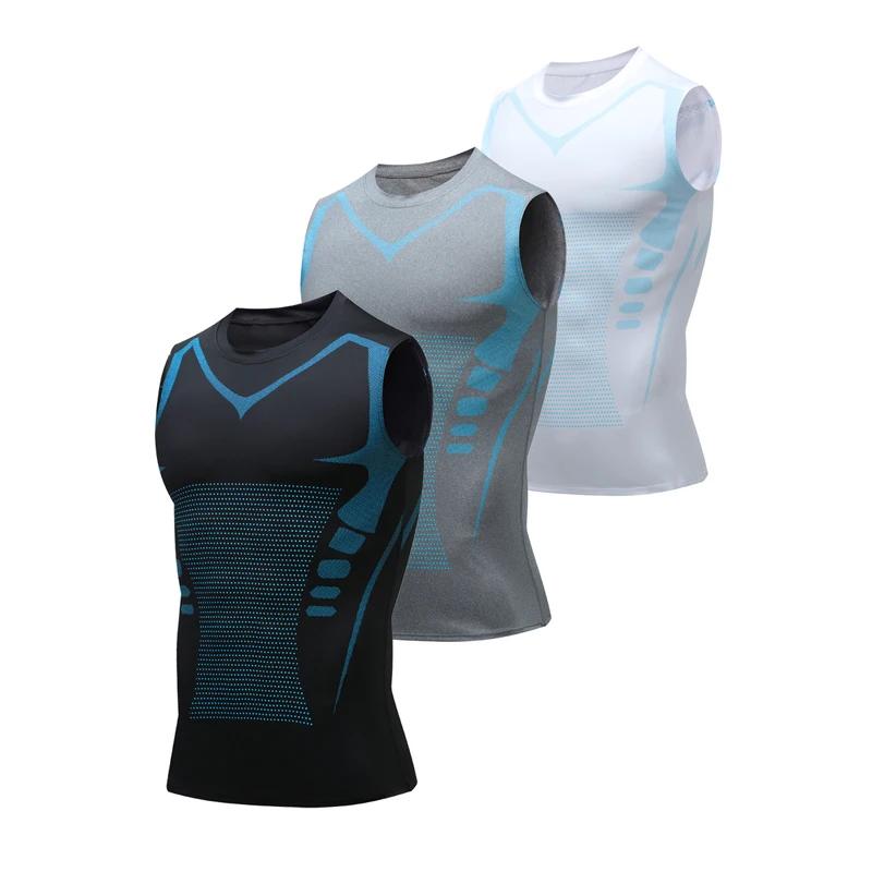 Débardeur de Compression pour hommes, chemise de gymnastique sans manches, impression à séchage rapi