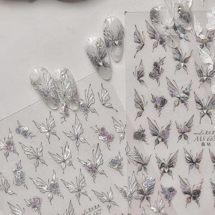 Gelée papillon 5D Nail Art autocollant strass cristal charmant brillant insectes animaux bricolage a