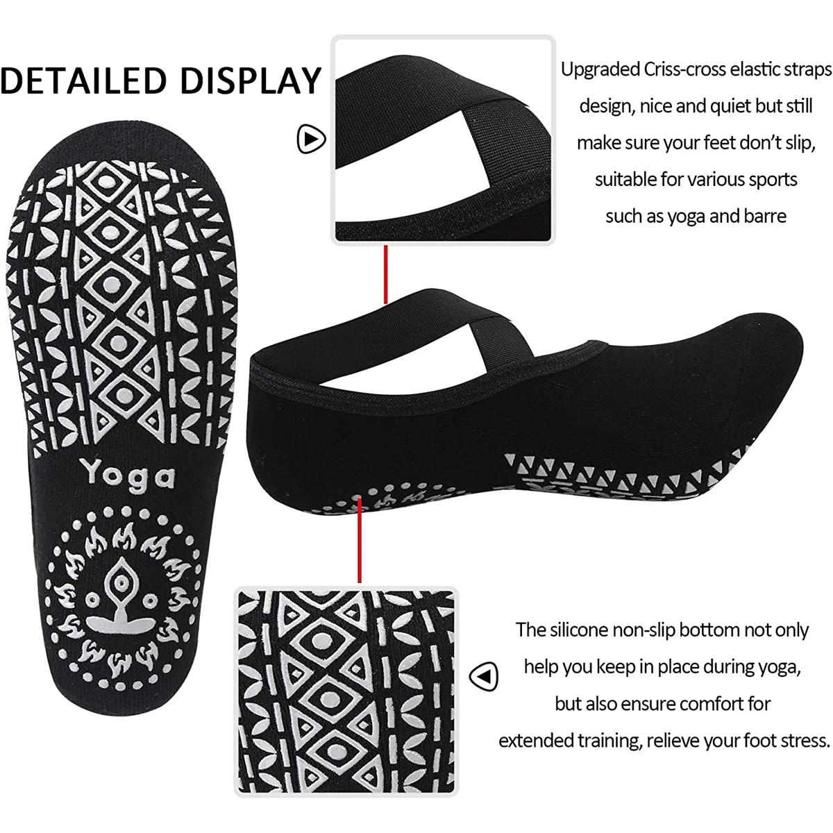 Chaussettes de yoga respirantes pour femmes - Chaussettes antidérapantes en silicone pour pilates, ballet et fitness