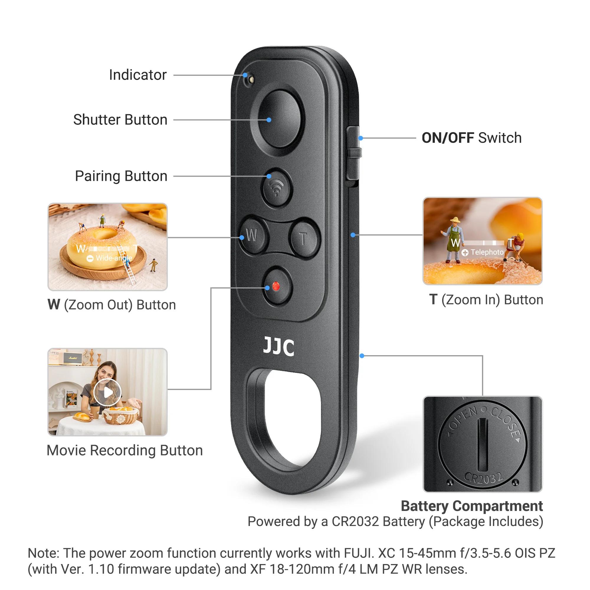 JJC télécommande sans fil Bluetooth pour Fujifilm Fuji XT50 X100VI X-S20 X-T5 X-T4 X-T3 X-T30 II X-T