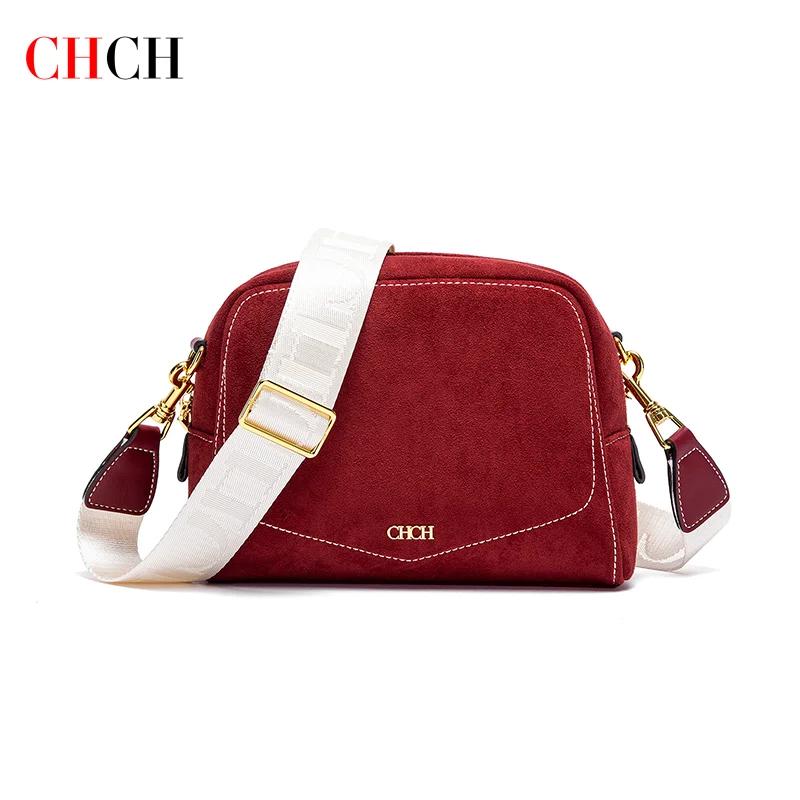 CHCH sac à bandoulière femme Collection automne/hiver Anti velours sac carré femme vin rouge sac à b