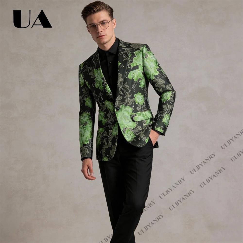 Ensemble de costume pour homme ULBYANRY, motif noir et or, veste formelle à revers cranté avec panta