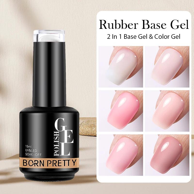 BORN PRETTY vernis à ongles Gel à Base de caoutchouc rose laiteux paillettes 15ml vernis Semi-Perman