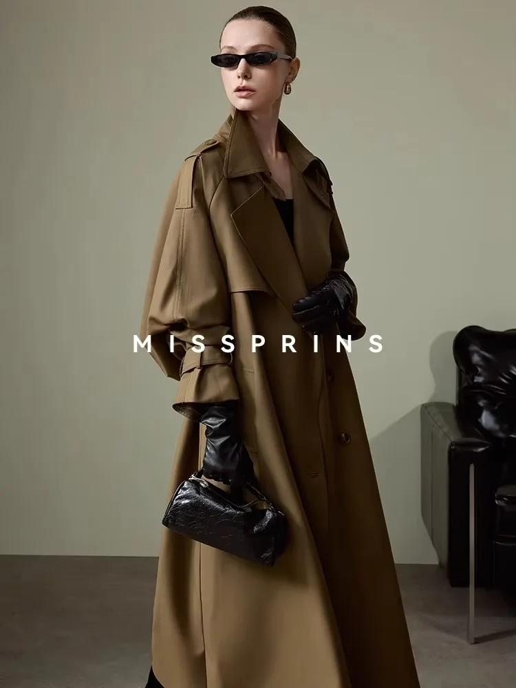 Lautaro printemps automne Long kaki Trench manteau pour femmes ceinture Double boutonnage Chic luxe