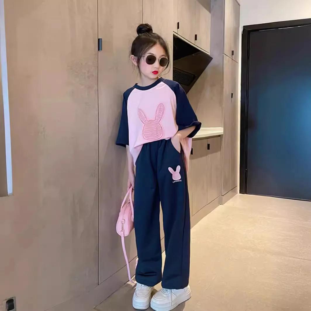 Filles sport deux pièces modèles d'été Style étranger nouvelles filles grande fille été à manches co