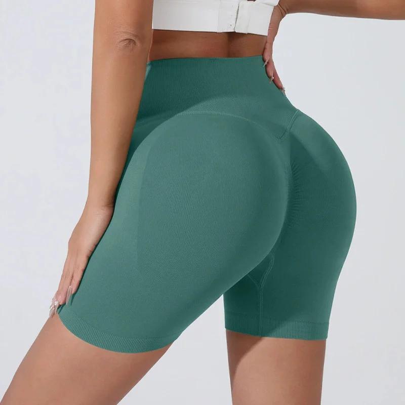 Short de sport de levage de hanche pêche pour femmes, taille haute, amincissant, entraînement de cou