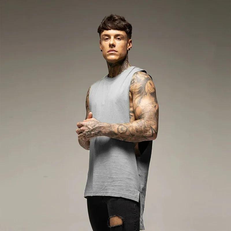 Vêtements de sport de fitness pour hommes, t-shirts en coton précieux, maillots Hip-Hop, extension m