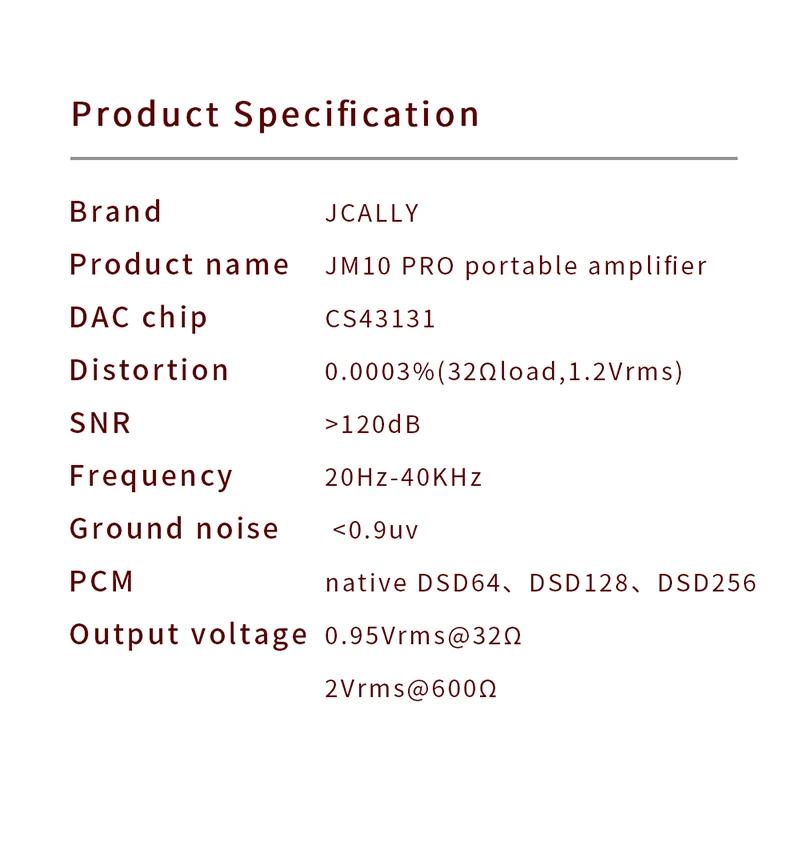 JCALLY JM10 pro DAC amplificateur de casque décodage HiFi CS43131 DSD256 USB Type C foudre à 3.5 peu