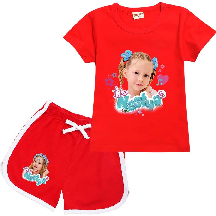 T-shirt à manches courtes et short Lovely Like Nastya pour enfants, tenues d'été pour tout-petits fi