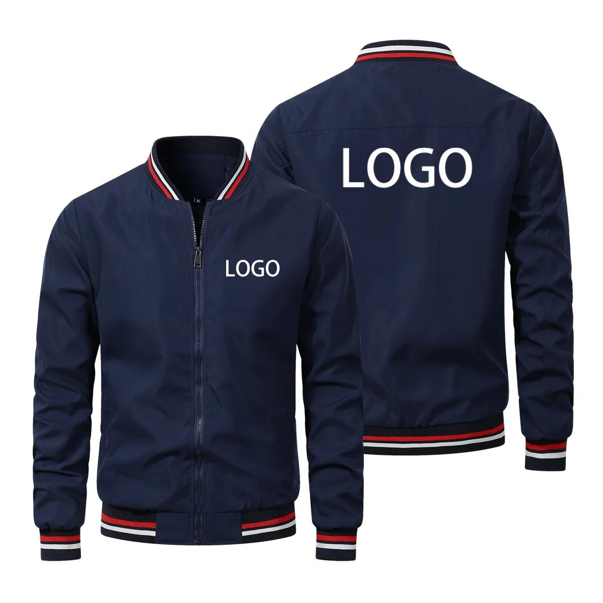 Logo personnalisé hommes vestes marque printemps automne coupe-vent impression manteau à glissière c