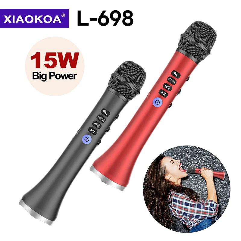 XIAOKOA L-698 15W Sans Fil Karaoké Microphone Bluetooth Haut-Parleur 4000mah 2 en 1 Déterminer Chant