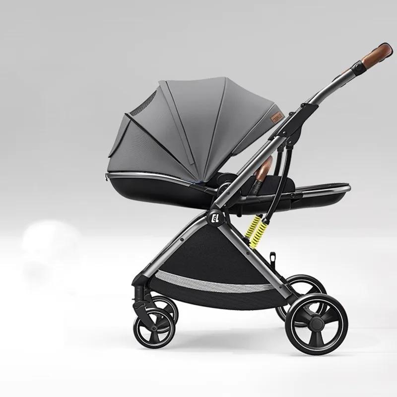 Poussette de luxe pour nouveau-né, chariot bidirectionnel à grande vue, poussette pliable en forme d