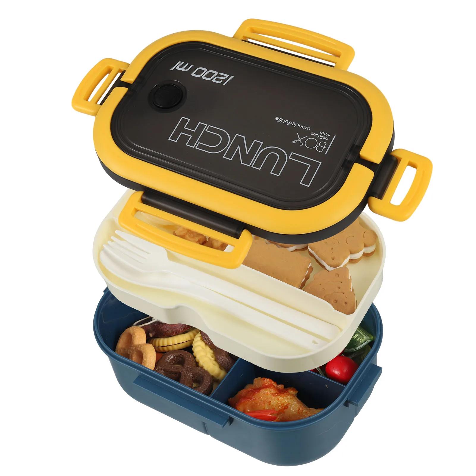 Boîte à lunch pour adultes, 2 boîtes à bento empilables avec cuillère et fourchette, boîte à lunch a