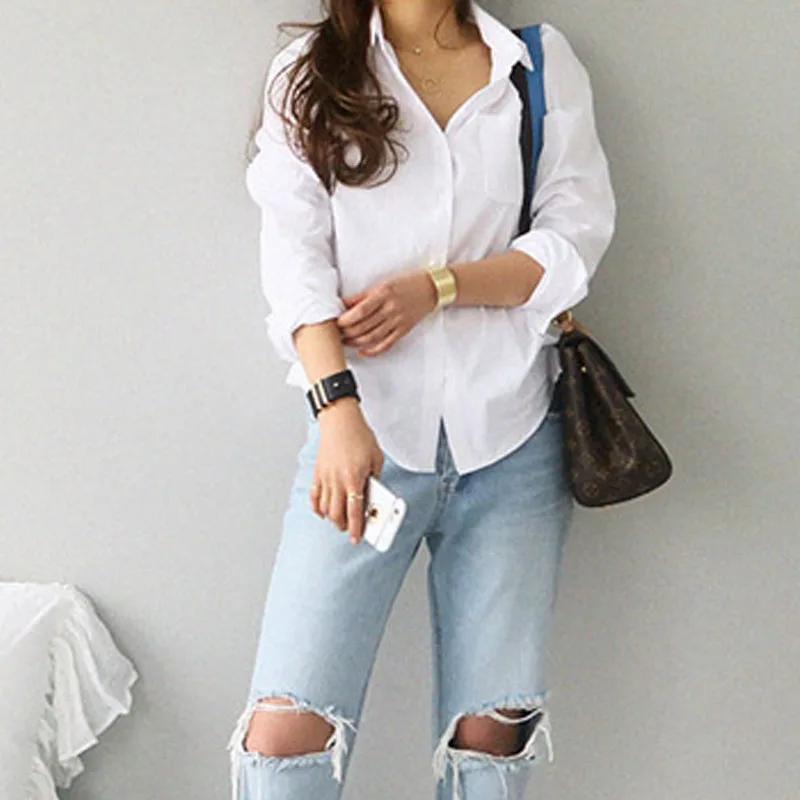 Chemisier en coton chemise blanche mode femmes Blusas Mujer De Moda OL Style hauts décontracté dames
