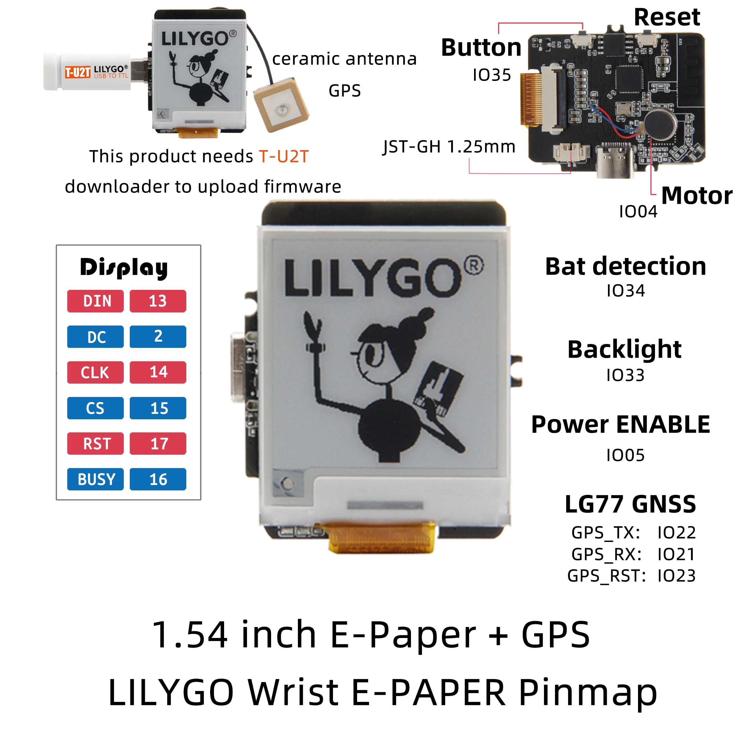 LILYGO® TTGO T-Wrist E-paper Module sans fil , écran de 1.54 pouces ESP32, carte de développement WI