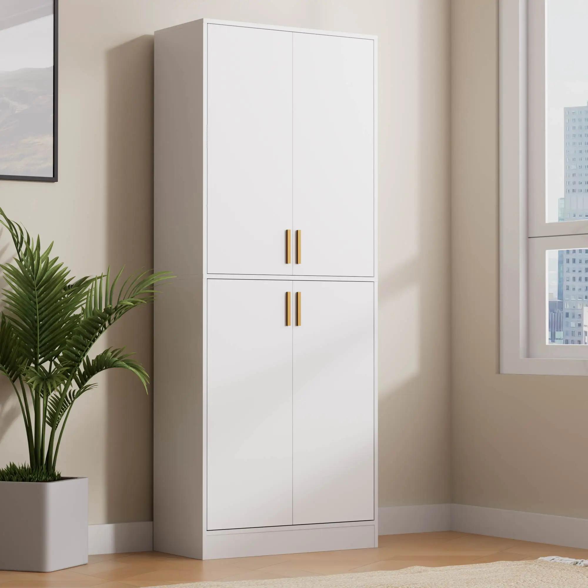 Garde-manger de cuisine de 71 po de haut, armoire autoportante avec étagères et portes réglables pou