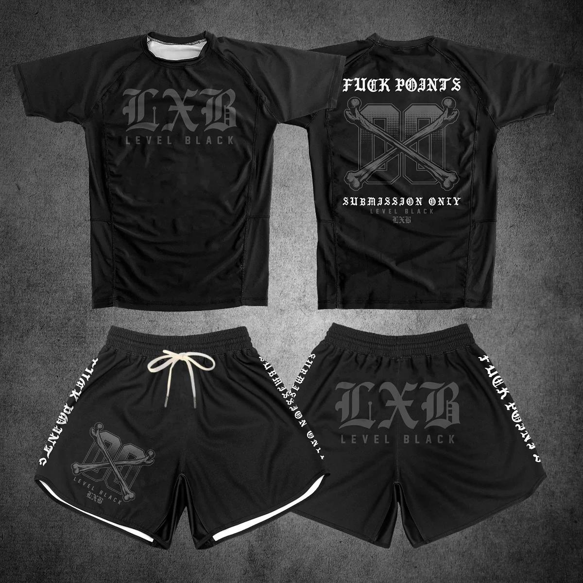 Ensemble de sport Rash Guard V1 LXB AJJ à séchage rapide, Levelxblack RANKED V2 NIVEL NEGRO, maillot