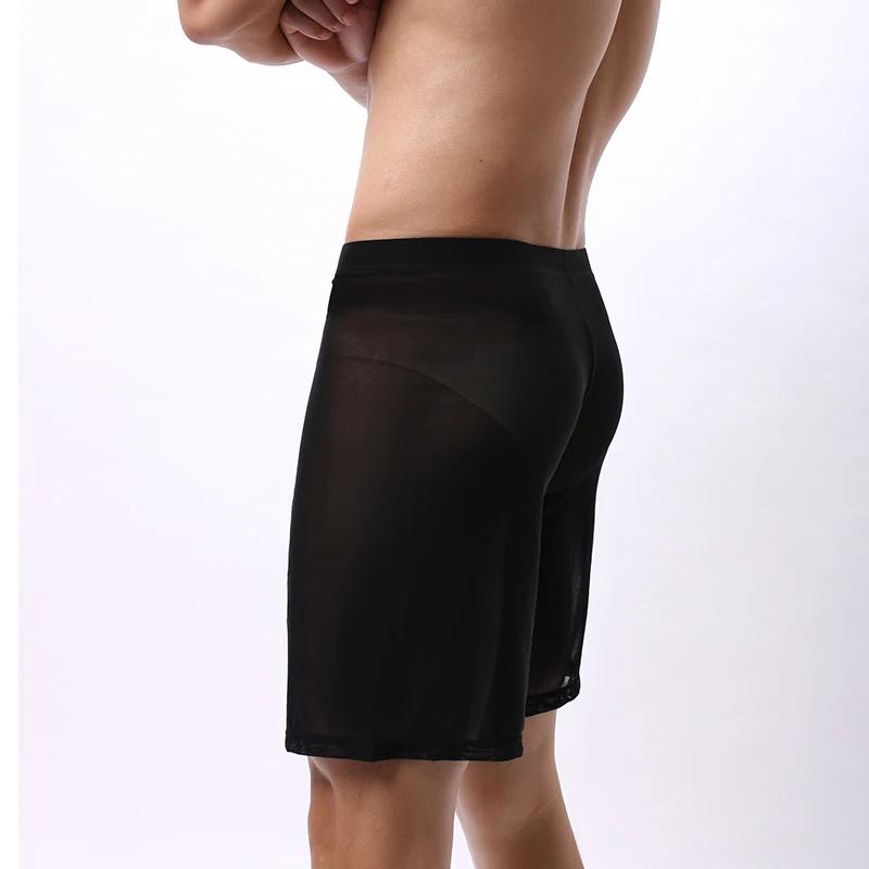 Boxer pour hommes, jambes longues, respirant, en maille transparente, pour entraînement sportif, séc