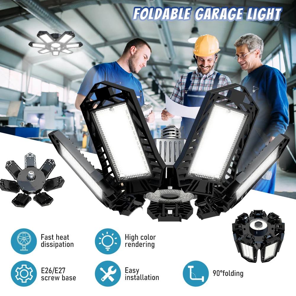 Eclairage de garage pliant, lumière LED, plafonnier E26, lumières High Bay, OVNI, ampoule déformable
