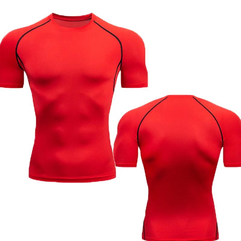 T-shirt sport hommes séchage rapide manches courtes - Haut fitness compression formation course rashgard