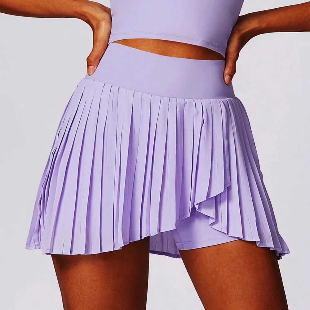 Jupe de sport plissée pour tennis et fitness - Shorts taille haute pour running et gym