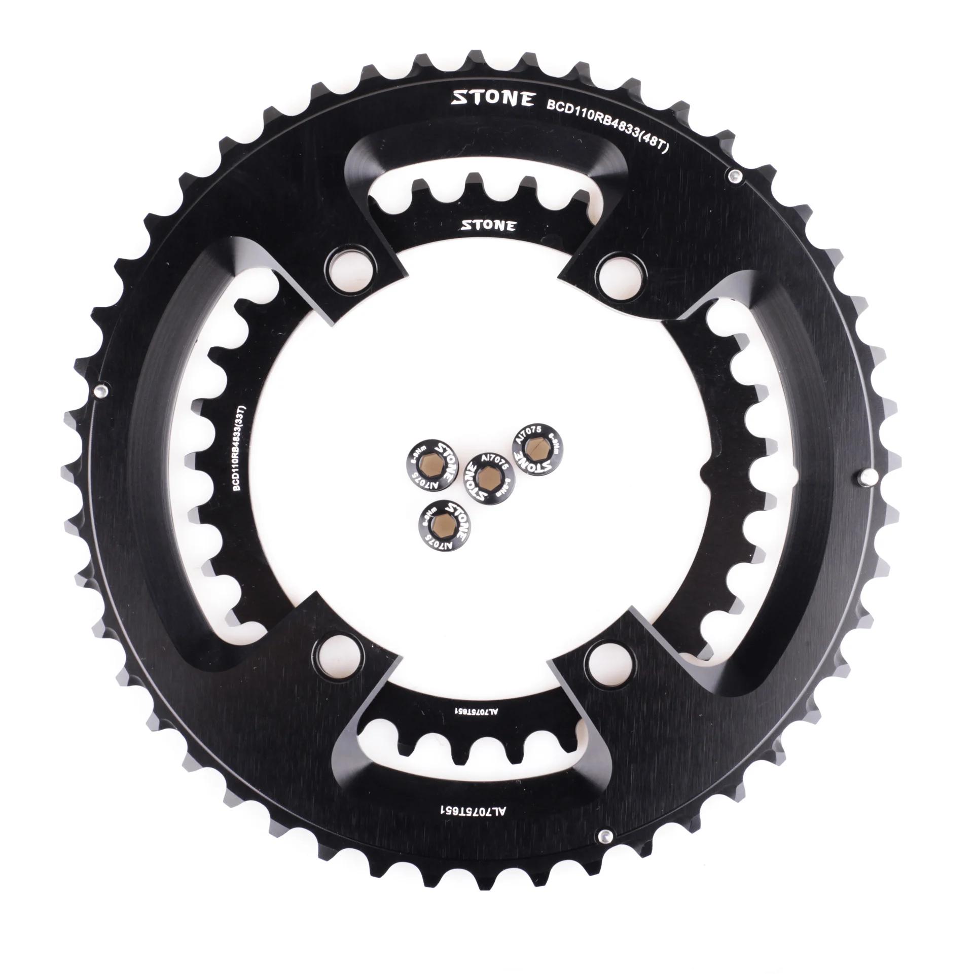 Plateau double vélo route BCD 110mm 46T-32T alliage pierre compatible Shimano R7000 R8000 R9100