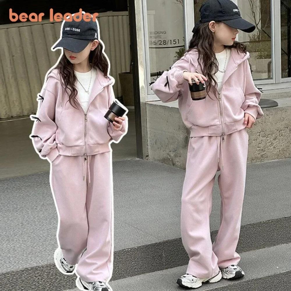 Bear Leader – ensemble pour filles, mode coréenne, décoration avec nœud rose, manches longues, ferme