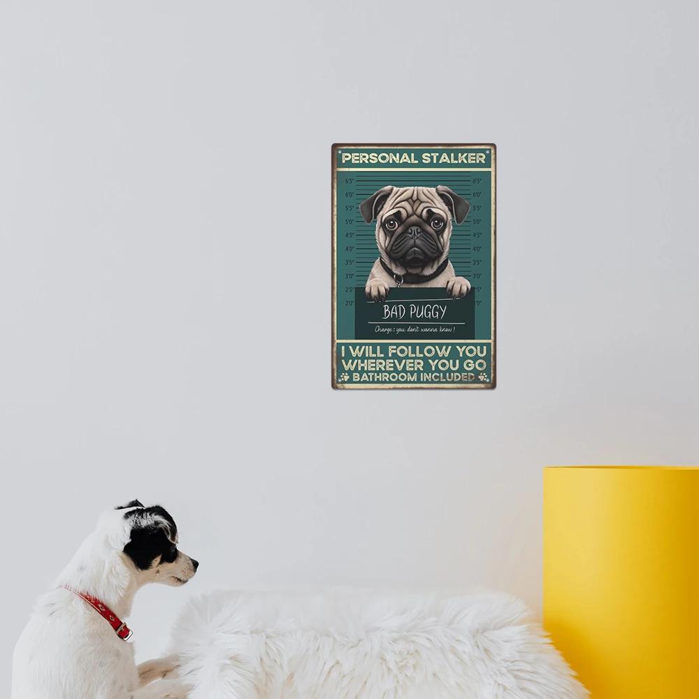 Putuo Decor-Panneau en métal PDPDog vintage, décor d'art mural rétro pour la maison, la salle de bai