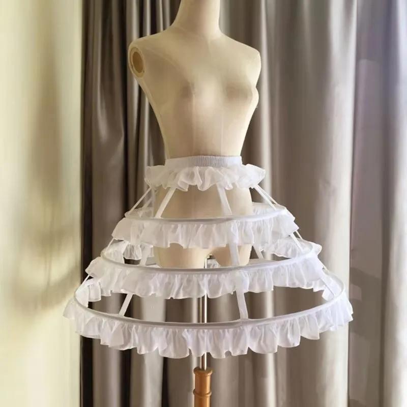 Femmes filles Lolita creux feuille de Lotus dentelle Cage à oiseaux os de poisson jupe Cosplay robe