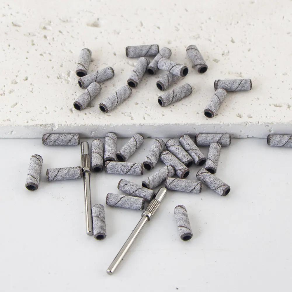 100 pièces 3.1mm Mini petites bandes de ponçage avec 2 pièces jeu d'embouts de mandrin forets à ongl