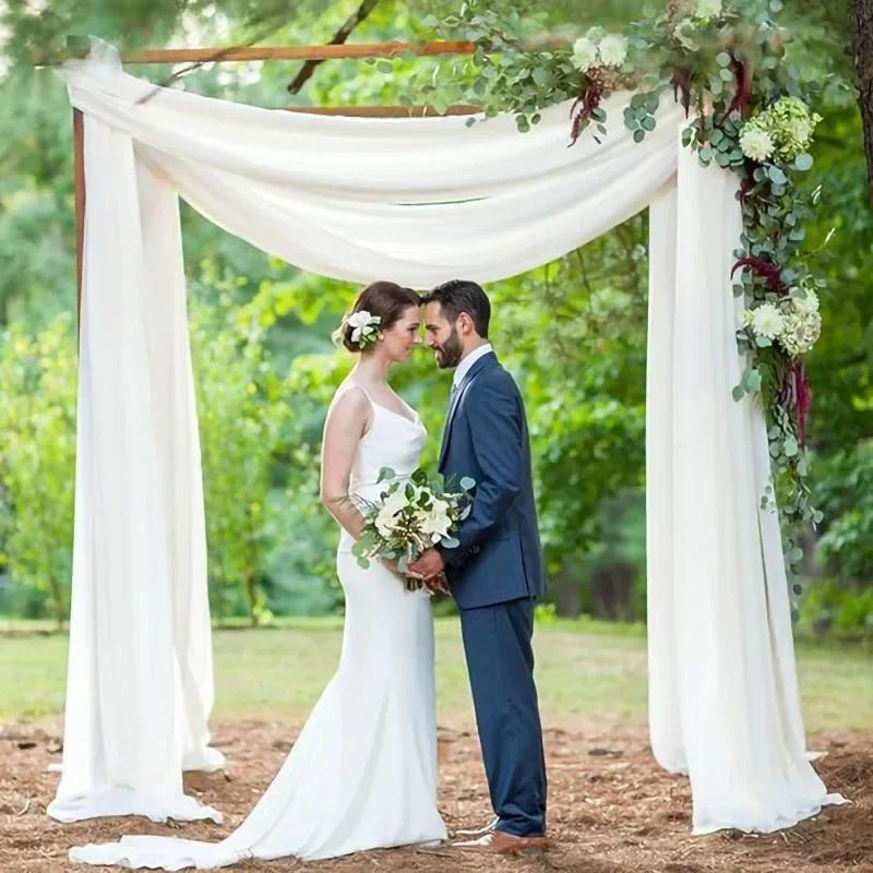 Arc de mariage vert sauge, 2 pièces, rideaux transparents drapés, toile de fond pour fête, cérémonie
