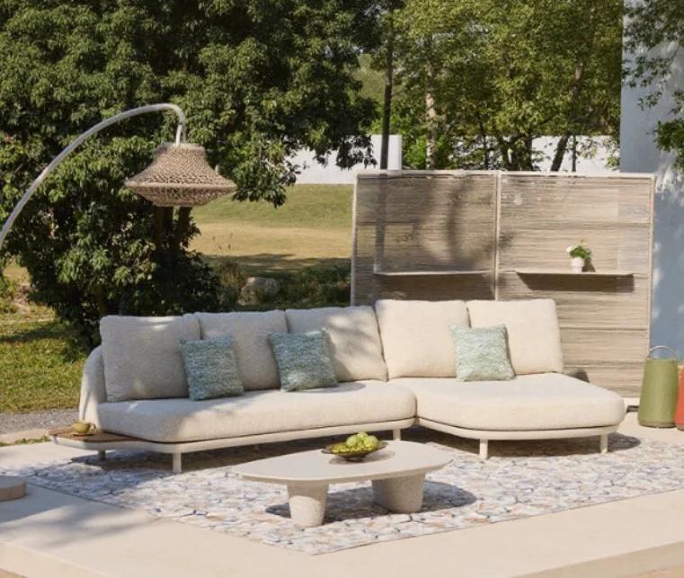 Canapé d'extérieur en teck pour cours, villas, jardins de loisirs, hôtels, maisons d'hôtes, meubles
