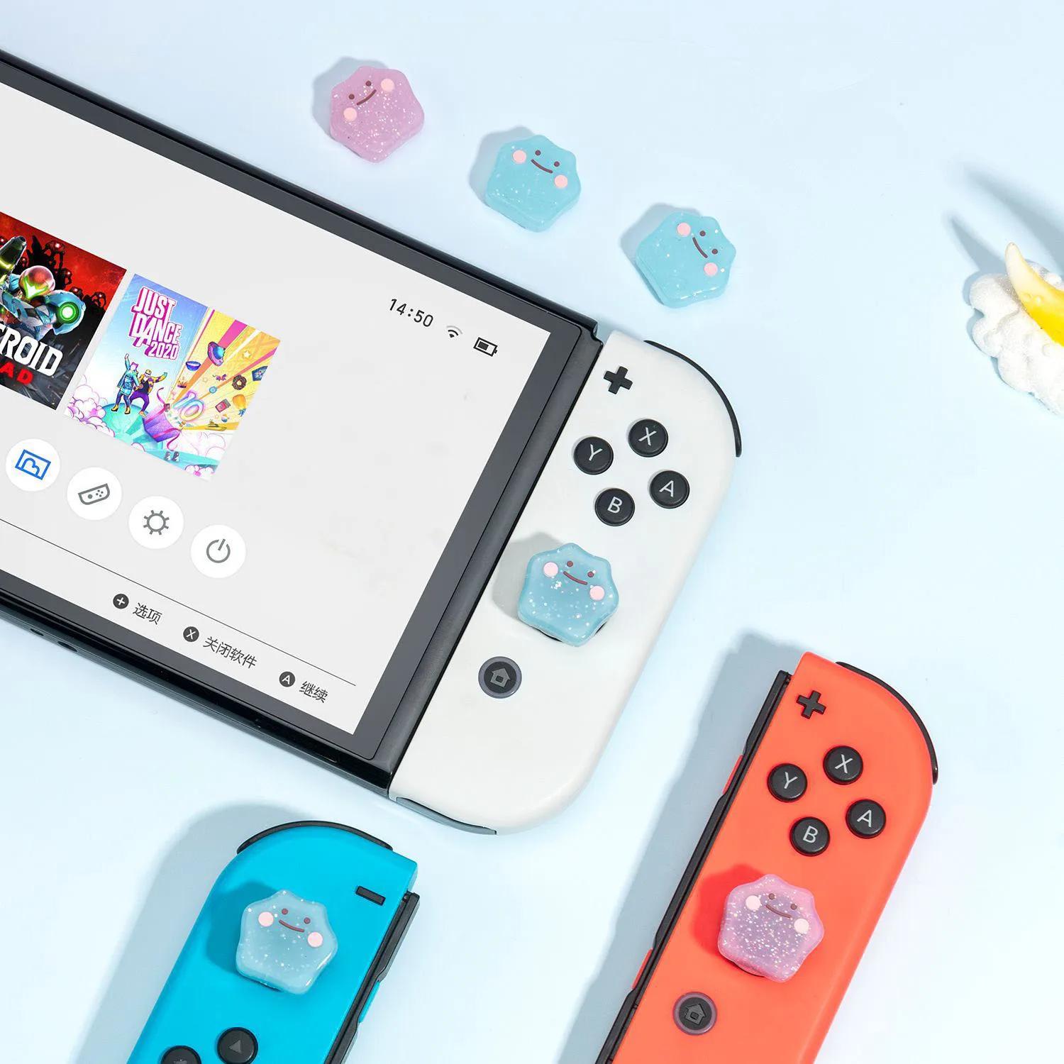Stars Ghost – Joystick Transparent à paillettes, capuchon de poignée en Silicone pour Nintendo Switc