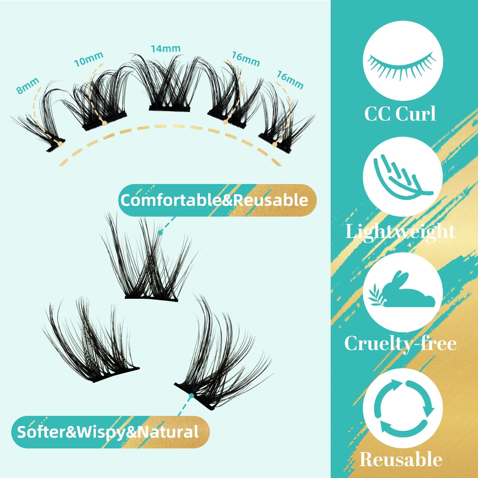 AMZGIATV-Extensions de cils à faire soi-même, grappes de cils, lspatule, maquillage, 10 paires